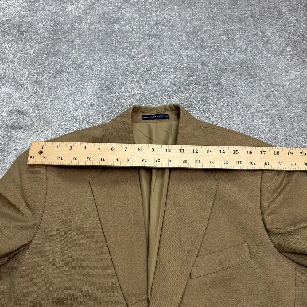 Vintage 90s United Colors Of Benetton Suit Blazer Jacket Mens 32 Brown Ventless